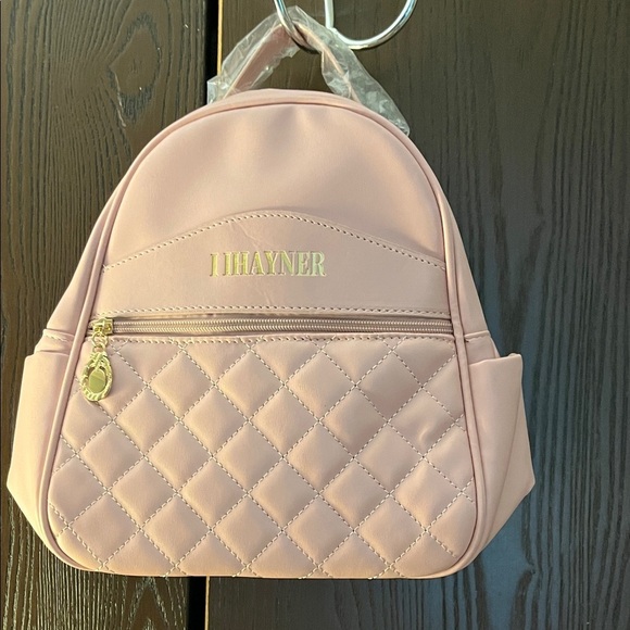 I Hayner pink faux leather backpack or strapped purse with pink pompon. NWOT main image 7